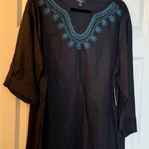 Embroidered Black Tunic Top
